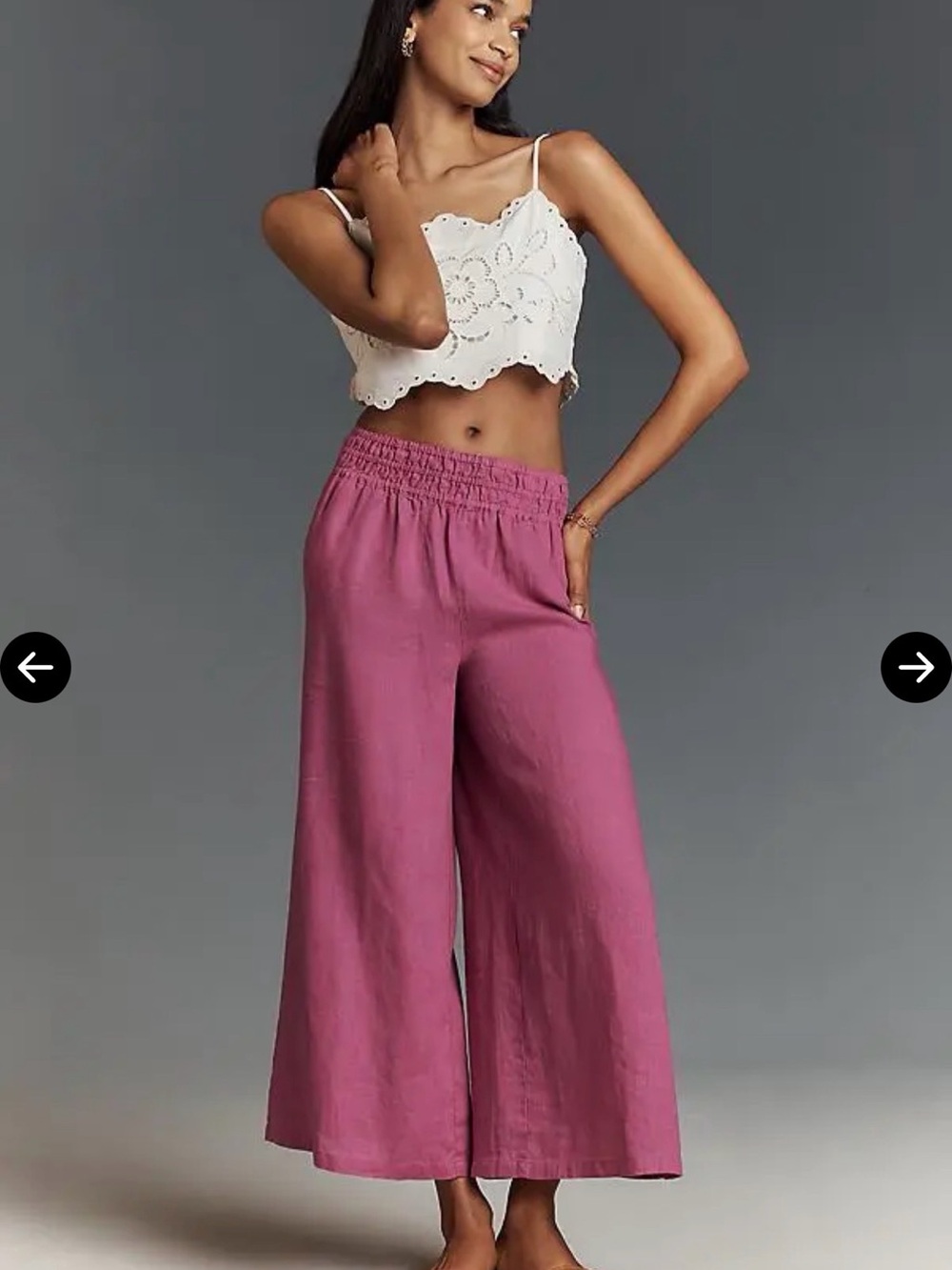 Anthropologie Rose-Mauve Wide-Leg Linen-Blend Pants